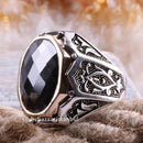 Turkish 925 Sterling Silver Heavy Black Onyx Stone Mens Ring silverbazaaristanbul 