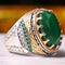 Turkish 925 Sterling Silver Multi Green Emerald Stone Mens Male Ring silverbazaaristanbul 