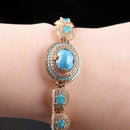 Turkish 925 Sterling Silver Oval Turquoise Stone Lady Women Bracelet silverbazaaristanbul 