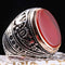 Turkish 925 Sterling Silver Red Agate Aqeeq Stone Mens Solid Ring silverbazaaristanbul 