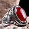 Turkish 925 Sterling Silver Red Agate Aqeeq Stone Mens Solid Ring silverbazaaristanbul 
