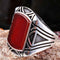 Turkish 925 Sterling Silver Red Agate Aqeeq Stone Mens Solid Ring silverbazaaristanbul 