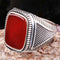 Turkish 925 Sterling Silver Red Agate Aqeeq Stone Mens Solid Ring silverbazaaristanbul 