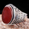 Turkish 925 Sterling Silver Red Agate Aqeeq Stone Mens Solid Ring silverbazaaristanbul 