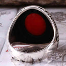 Turkish 925 Sterling Silver Red Agate Aqeeq Stone Mens Solid Ring silverbazaaristanbul 