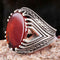 Turkish 925 Sterling Silver Red Agate Aqeeq Stone Mens Solid Ring silverbazaaristanbul 