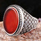 Turkish 925 Sterling Silver Red Agate Aqeeq Stone Mens Solid Ring silverbazaaristanbul 