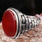Turkish 925 Sterling Silver Red Agate Aqeeq Stone Mens Solid Ring silverbazaaristanbul 