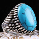 Turkish 925 Sterling Silver Solid Turquoise Blue Stone Mens Ring silverbazaaristanbul 