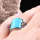 Turkish 925 Sterling Silver Solid Turquoise Blue Stone Mens Ring silverbazaaristanbul 