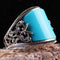 Turkish 925 Sterling Silver Solid Turquoise Blue Stone Mens Ring silverbazaaristanbul 