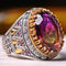 Turkish 925 Sterling Silver Tourmaline Rainbow Ruby Stone Mens Ring silverbazaaristanbul 