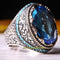 Turkish 925 Sterling Silver Turquoise and Aquamarine Stone Mens Ring silverbazaaristanbul 
