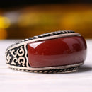 Turkish Handmade 925 Sterling Silver Fresh Agate Aqeeq Stone Mens Ring silverbazaaristanbul 
