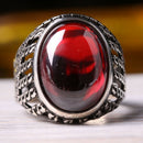 Turkish Handmade 925 Sterling Silver Oval Heavy Ruby Stone Mens Ring silverbazaaristanbul 