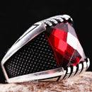 Turkish Handmade 925 Sterling Silver Red Ruby Stone Mens Ring silverbazaaristanbul 