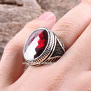 Turkish Handmade 925 Sterling Silver Red Ruby Stone Mens Ring silverbazaaristanbul 