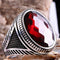 Turkish Handmade 925 Sterling Silver Red Ruby Stone Mens Ring silverbazaaristanbul 