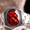 Turkish Handmade 925 Sterling Silver Red Ruby Stone Mens Ring silverbazaaristanbul 