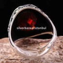 Turkish Handmade 925 Sterling Silver Red Ruby Stone Mens Ring silverbazaaristanbul 
