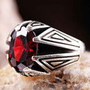 Turkish Handmade 925 Sterling Silver Red Ruby Stone Mens Ring silverbazaaristanbul 