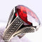 Turkish Handmade 925 Sterling Silver Red Ruby Stone Mens Ring silverbazaaristanbul 