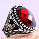 Turkish Handmade 925 Sterling Silver Red Ruby Stone Mens Ring silverbazaaristanbul 