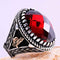 Turkish Handmade 925 Sterling Silver Red Ruby Stone Mens Ring silverbazaaristanbul 