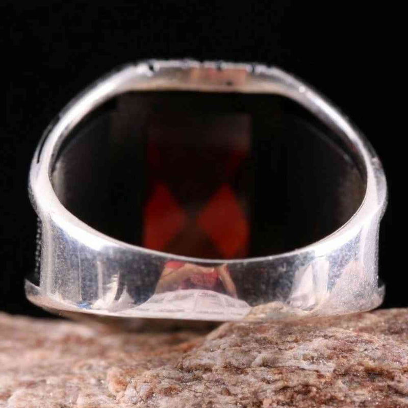 Turkish Handmade 925 Sterling Silver Red Ruby Stone Mens Ring silverbazaaristanbul 