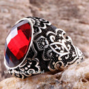 Turkish Handmade 925 Sterling Silver Red Ruby Stone Mens Ring silverbazaaristanbul 