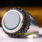 Turkish Handmade 925 Sterling Silver Round Emerald Mens Ring silverbazaaristanbul 