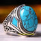 Turkish Handmade 925 Sterling Silver Veined Turquoise Stone Mens Ring silverbazaaristanbul 