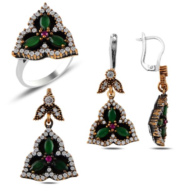Turkish Handmade Lux Jewelry 925 Sterling Silver Ladies Womans Set 132 silverbazaaristanbul 