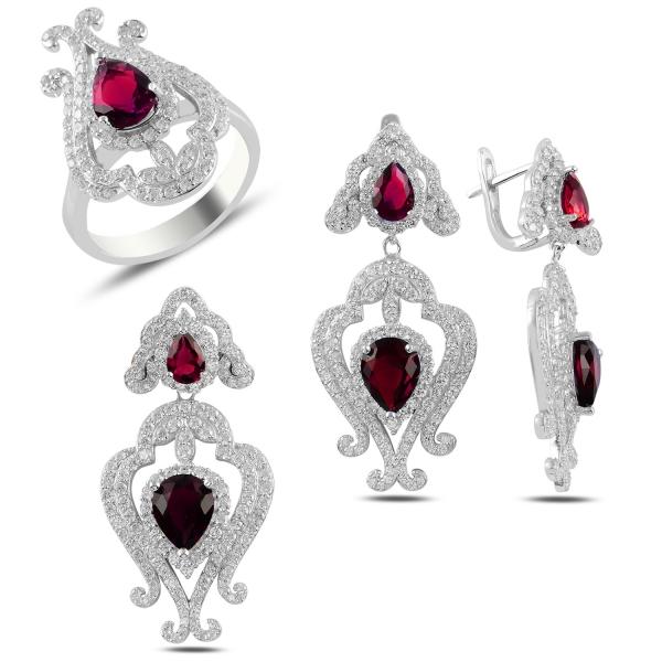 Turkish Handmade Lux Jewelry 925 Sterling Silver Ladies Womans Set 196 silverbazaaristanbul 