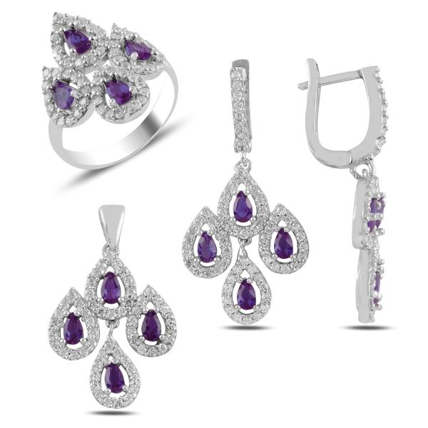 Turkish Handmade Lux Jewelry 925 Sterling Silver Ladies Womans Set 229 silverbazaaristanbul 