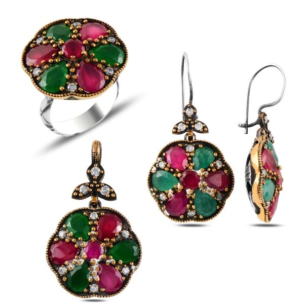 Turkish Handmade Lux Jewelry 925 Sterling Silver Ladies Womans Set 58 silverbazaaristanbul 