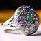 Turkish Handmade Round Multi Stones 925 Sterling Silver Mens Ring silverbazaaristanbul 