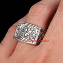 Turkish Handmade Special Pencil Work 925 Sterling Silver No Stone Men Ring 7 Usa silverbazaaristanbul 