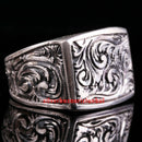 Turkish Handmade Special Pencil Work 925 Sterling Silver No Stone Men Ring 7 Usa silverbazaaristanbul 