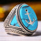 Turkish Jewelry 925 Sterling Silver Anchor Style Turquoise Mens Ring silverbazaaristanbul 