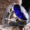 Turkish Jewelry 925 Sterling Silver Blue Sapphire Stone Mens Ring silverbazaaristanbul 