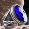Turkish Jewelry 925 Sterling Silver Blue Sapphire Stone Mens Ring silverbazaaristanbul 