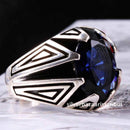 Turkish jewelry 925 Sterling Silver Blue Sapphire Stone Mens Ring silverbazaaristanbul 