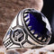 Turkish Jewelry 925 Sterling Silver Blue Sapphire Stone Mens Ring silverbazaaristanbul 