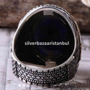 Turkish Jewelry 925 Sterling Silver Blue Sapphire Stone Mens Ring silverbazaaristanbul 