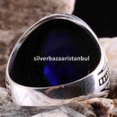 Turkish Jewelry 925 Sterling Silver Blue Sapphire Stone Mens Ring silverbazaaristanbul 