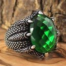 Turkish Jewelry 925 Sterling Silver Claw Emerald Mens Ring silverbazaaristanbul 