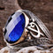 Turkish Jewelry 925 Sterling Silver İslamic VAV Sapphire Stone Men Ring silverbazaaristanbul 