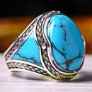 Turkish Jewelry 925 Sterling Silver Luxury Turquoise Stone Mens Ring silverbazaaristanbul 