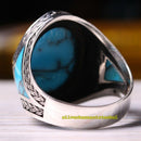 Turkish Jewelry 925 Sterling Silver Luxury Turquoise Stone Mens Ring silverbazaaristanbul 